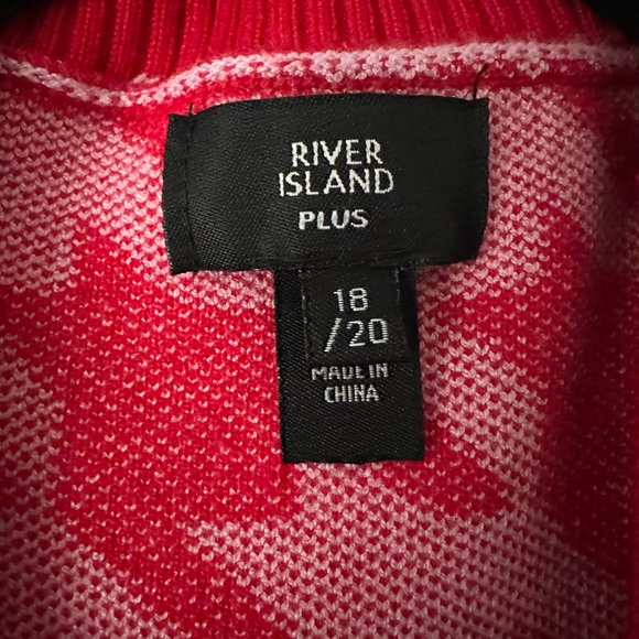 River island red and pink Chic Houndstooth Cardigan gold buttons US 14-16 - Picture 5 of 10